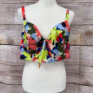 NWT Swim By Cacique Balconette Retro Floral Underwire Bikini Top Size 40DD